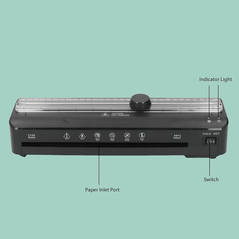 WALFRONT Laminator Machine A4 Laminator Thermal and Cold 320mm / min Low Noise Design with Quartz Heater for Menus Certificates Office Use (US Plug AC110-120V) - Image 5