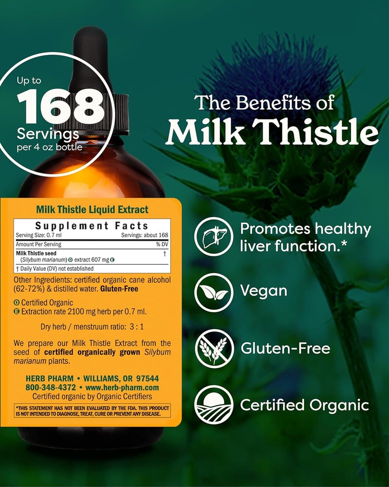 Herb Pharm Milk Thistle Seed Liquid Extract - 4 Ounce for Liver Function Support - Image 2