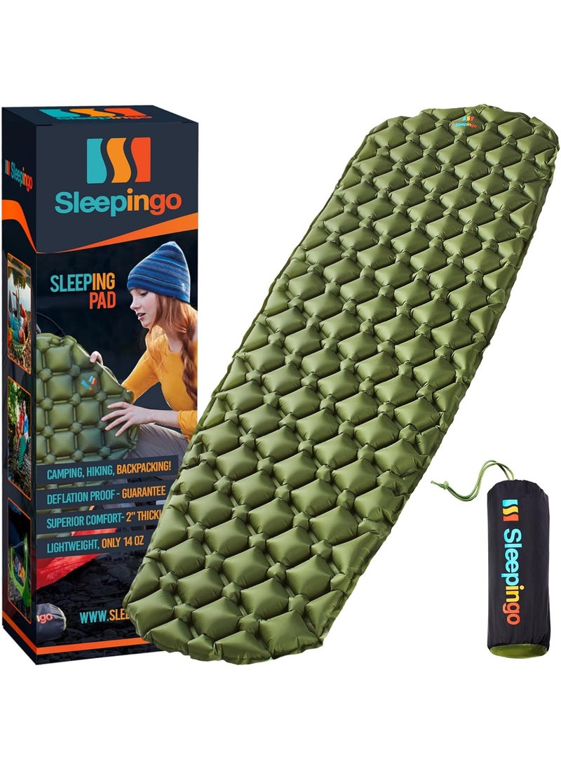 Sleepingo Sleepingo Ultralight Sleeping Pad  Inflatable Sleeping Mat for Camping Hiking Backpacking  74x22 Inches Compact Air Mattress Waterproof Gear for Travel Outdoors  Green 