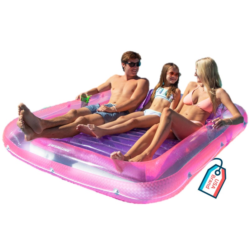 SWIMLINE Suntan Tub Classic Inflatable Tanning Lounge Float with Adjustable Pillow Pool Lake River or Beach Raft with Rope Patch 70 Pink Purple 1Pack XL - Image 2