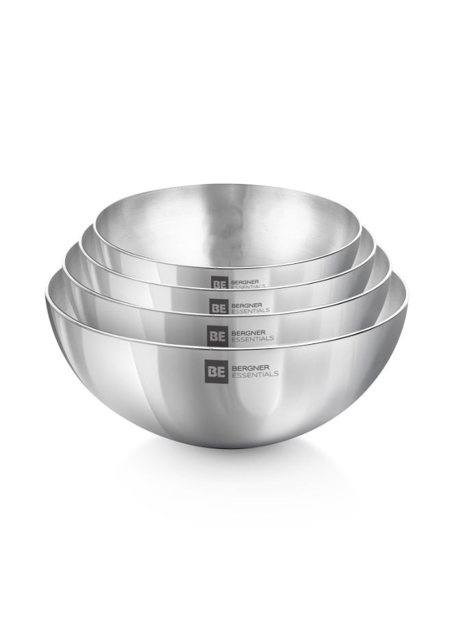 Bergner BE Essentials 4 Pcs Set of Extra Deep Tasra, Triply Stainless Steel Taslas - 18cm (1L), 20cm (1.5L), 22cm (2L) and 24cm (2.5L), Consumes Less Oil, Flared Rims - Gas Stove Compatible - Image 1