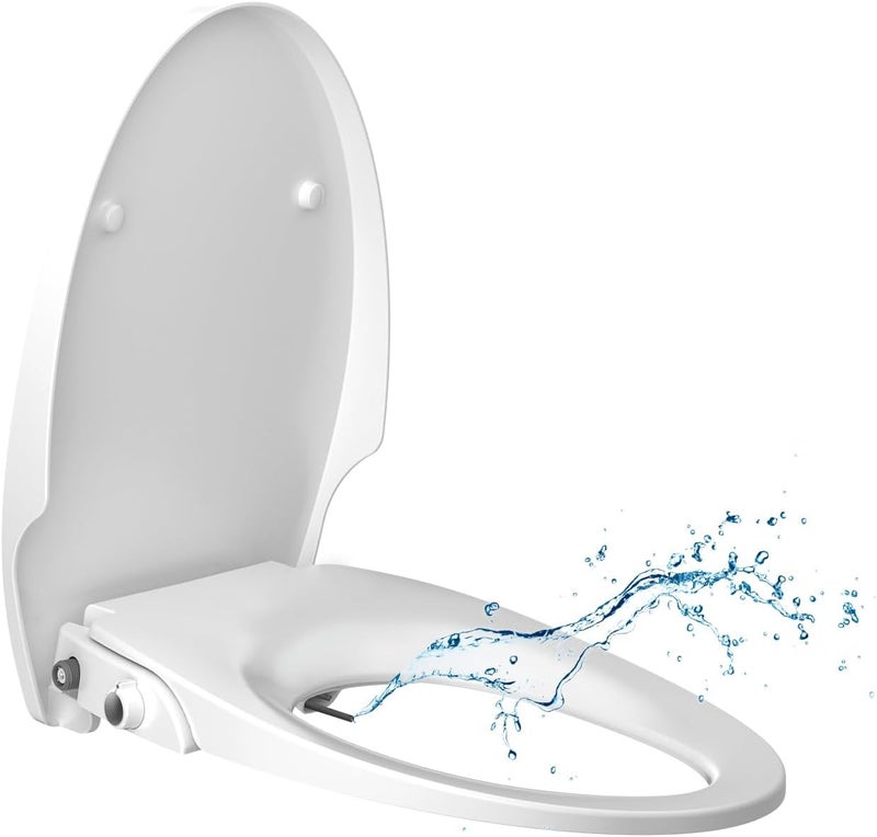 Jomoo Non-electric Bidet Toilet Seat, Personal Hygiene Adjustable Spray Volume Bidet Seat for Elongated Toilets, Dual Nozzle Cold Water Toilet Seat Attachment - Image 1