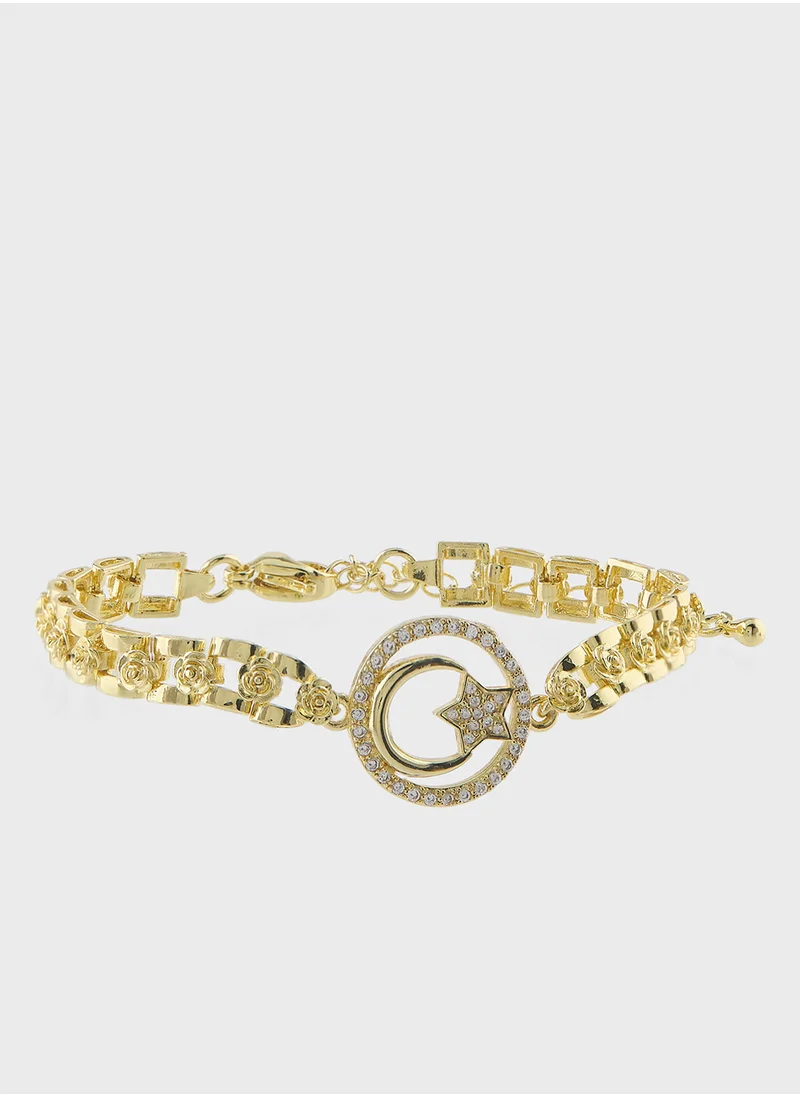 ستورتز 14K Gold Plated Moon Bracelet