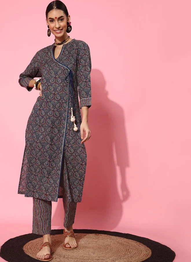 Indo Street Ethnic Motifs Printed Kurta with Trousers for Women