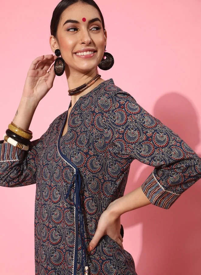 Indo Street Ethnic Motifs Printed Kurta with Trousers for Women