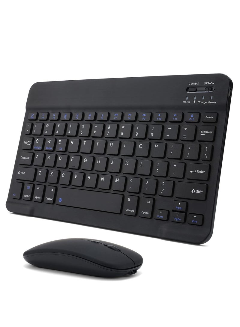 ELTRAZONE ELTERAZONE Rechargeable Bluetooth Keyboard and Mouse Combo Portable Compact Wireless Mouse Keyboard Set for Android Windows Tablet Cell Phone iPhone iPad Pro Air Mini, iPad OS/iOS 13 and above (Black) - Image 1