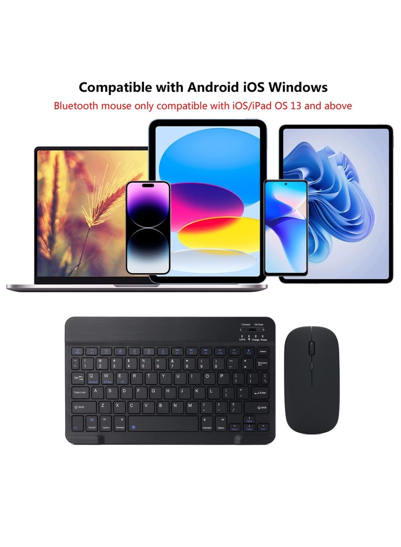 ELTRAZONE ELTERAZONE Rechargeable Bluetooth Keyboard and Mouse Combo Portable Compact Wireless Mouse Keyboard Set for Android Windows Tablet Cell Phone iPhone iPad Pro Air Mini, iPad OS/iOS 13 and above (Black) - Image 2