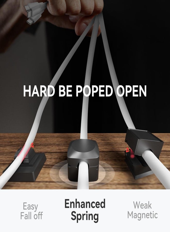 Daisyhome Rotatable Cord Organizer, Enhanced Spring Cable Clips, Strong Adhesive Cable Management, Desk Cord Holder for Nightstand, Office Accessories and Car (8*Black) - Image 5
