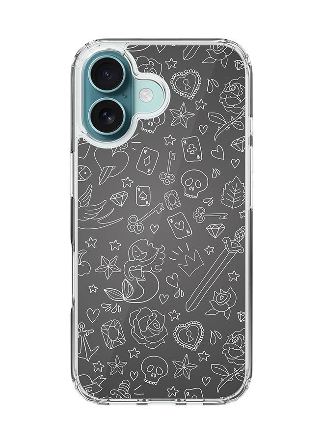 Stylizedd For iPhone 16 Case [Compatible with MagSafe] Slim Magnetic cover Clear Phone Case - Doodles FP - Image 1