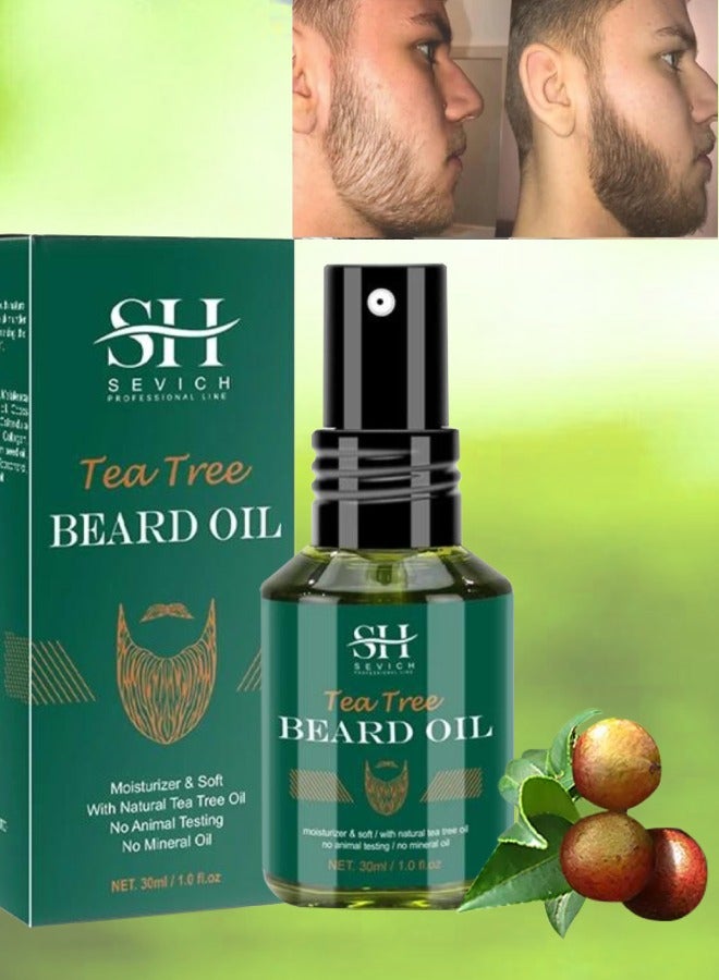 Sevich Tea Tree Beard Growth Oil Conditioner Oil for Thin Beard Repair Damaged Hair Nourishes Thin Hair Scalp Skin and Hair Growth Natural Tea Tree Oil for Beard Growth Beard and Moustache Beard Oil 30ml - Image 1