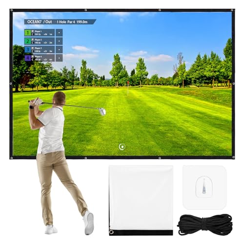 Tellegloww 98 x 66 ft Golf Simulator Impact Screen Display Projector for Indoor and Outdoor Golf Training Ultra Clear Impact Screen with 10 Grommet Holes - Image 1