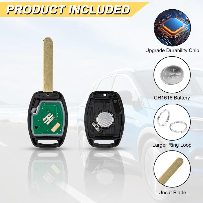 Vurkcy Key Fob Replacement for 2006-2014 Honda Ridgeline/05-10 Odyssey LX/ 07-08 Fit Car Keyless Entry Remote Control, OUCG8D-380H-A, 3 Btn, 2Pcs - Image 5