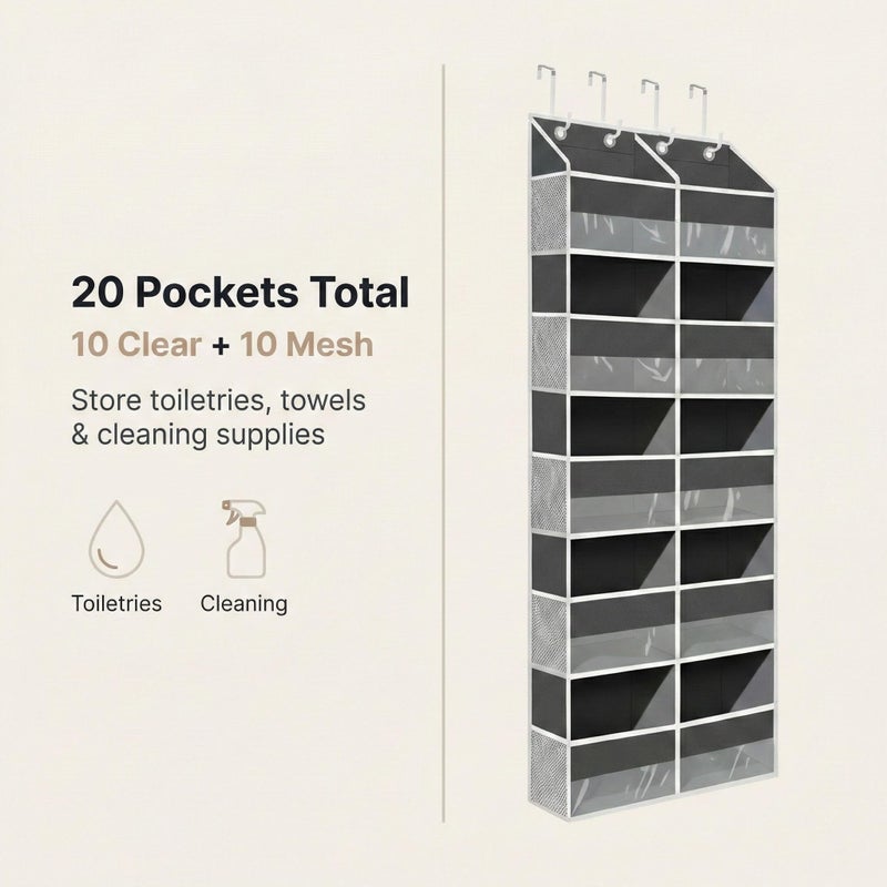 Camkey 10-Pocket Over the Door Organizer with Heavy-Duty 600D Oxford Fabric, Upgraded Hooks with Silicone Protectors for Dorm, Closet Storage, Bedroom, Bathroom - Image 5