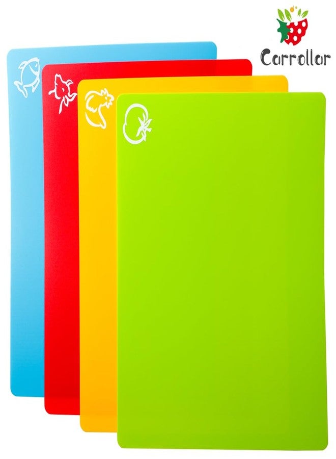 Carrollar Flexible Plastic Cutting Board Mats, Colored Mats With Food Icons, Gripped Back, Cutting board Set of 4 (1) - Image 4