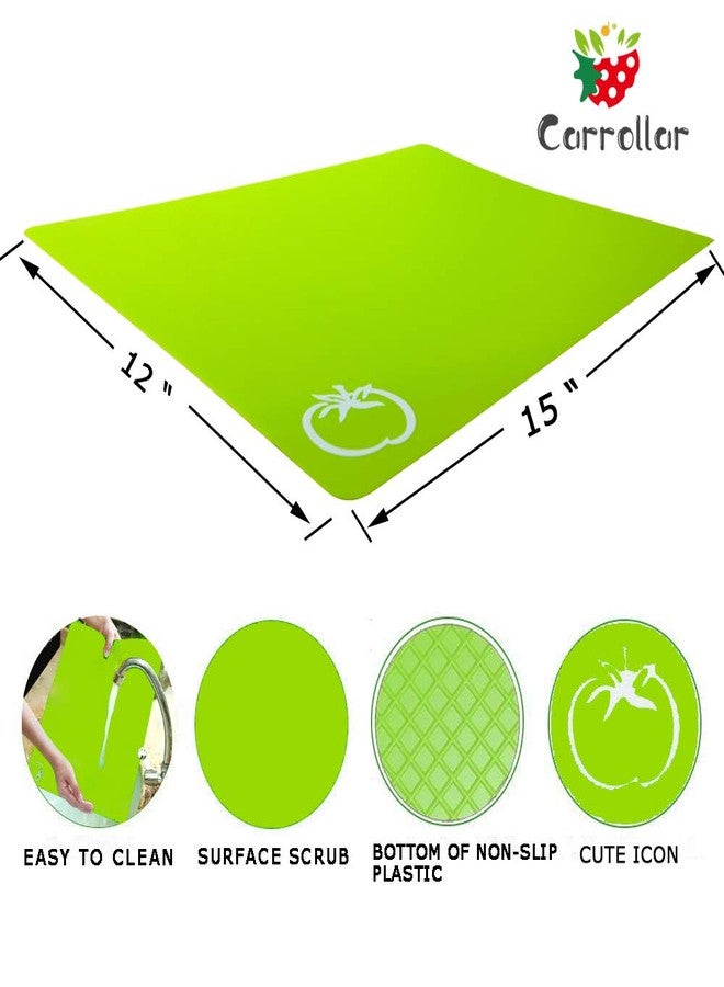 Carrollar Flexible Plastic Cutting Board Mats, Colored Mats With Food Icons, Gripped Back, Cutting board Set of 4 (1) - Image 2