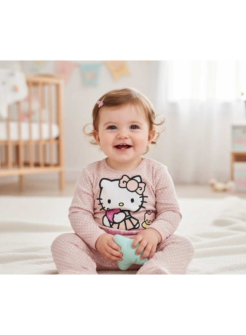 هالو كيتي أفرول قطني بأكمام طويلة بتصميم هالو كيتي للبنات من كيدز تي في100%قطن - Image 2
