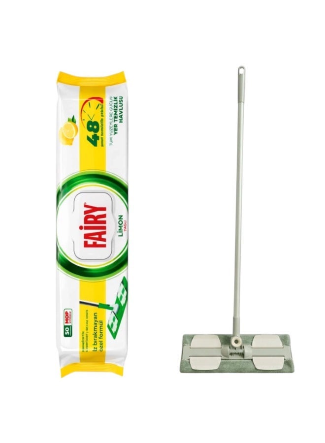 Fairy Ergonomic Floor Mop + Fairy Lemon-Scented Giant Floor Wipes - Image 2