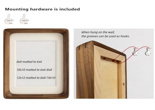 Zibrelte Natural 12x12 Picture Frame Wood with 8x8/10x10 Mat,Square Wall Photo Frames 12 by 12 Made of Solid Walnut Wood for Tabletop Gallery Wall Hanging - Image 4