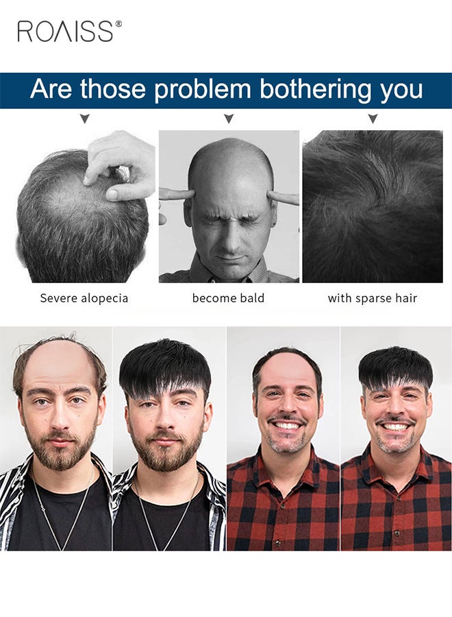 roaiss Men's Hair Layered Toupee, Natural Black Hair Pieces Short Wig Real Human Hair Topper Clip for Male for Covering White or Loss Hair, Hair Extensions Daily Wear - Image 3