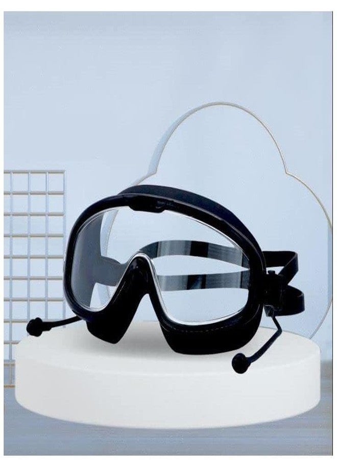 Spocco | Swimming Goggles for Kids with Ear Plugs | Big Frame, Leakproof, Anti-Fog Lenses for Boys & Girls - UV Protection & Adjustable Swim Googles for Young Swimmers | SG 100 | BLACK | 65 - Image 1