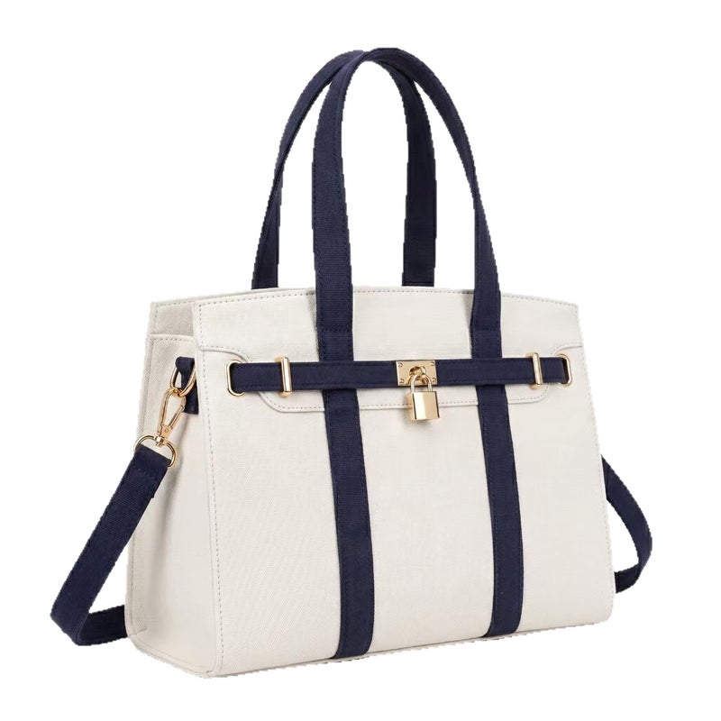Canvas Color Block Tote Bag - Image 5