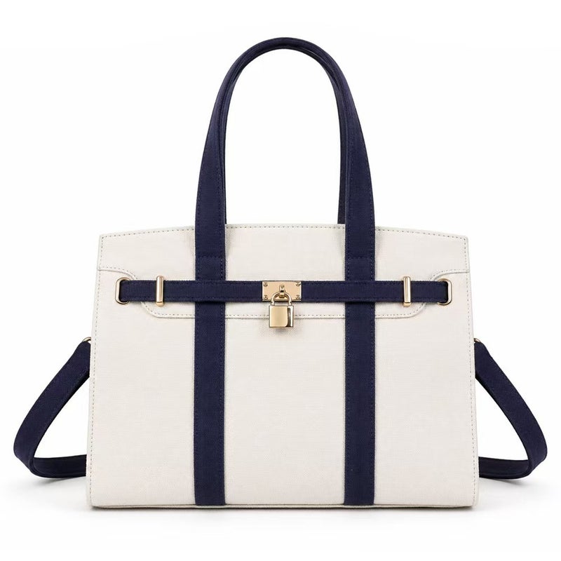 Canvas Color Block Tote Bag - Image 4