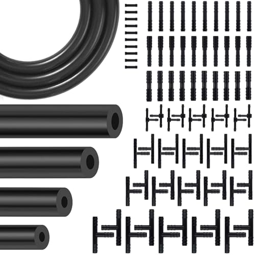 YIENFBEV 84 PCS Vacuum Lines Automotive Kit, 6.6FT Silicone Vacuum hoses (1/4", 3/16", 5/32", 1/8") with 80 Vacuum Line Connectors, Engine Vacuum Hose Kit for Automotive Replacement Vacuum Hoses - Image 1
