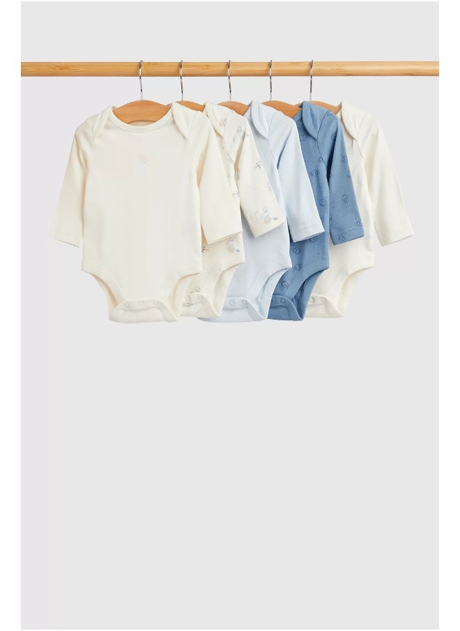 mothercare Dinosaur Long-Sleeved Baby Bodysuits - 5 Pack  - Image 1
