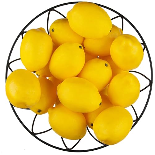 Toopify 20pcs Yellow Artificial Lemons,Fake Fruit Lemons Artificial Lifelike Simulation Lemon for Home House Kitchen Party Decoration - Image 1