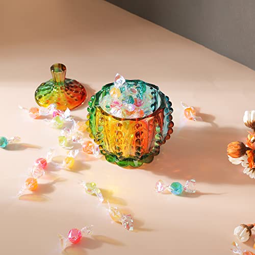 Joeyan 6 oz Colorful Embossed Glass Jars with Lid - Crystal Glass Candy Dishes - Iridescent Candy Jars Jewelry Box for Wedding, Party, Buffet Decorative - Image 4