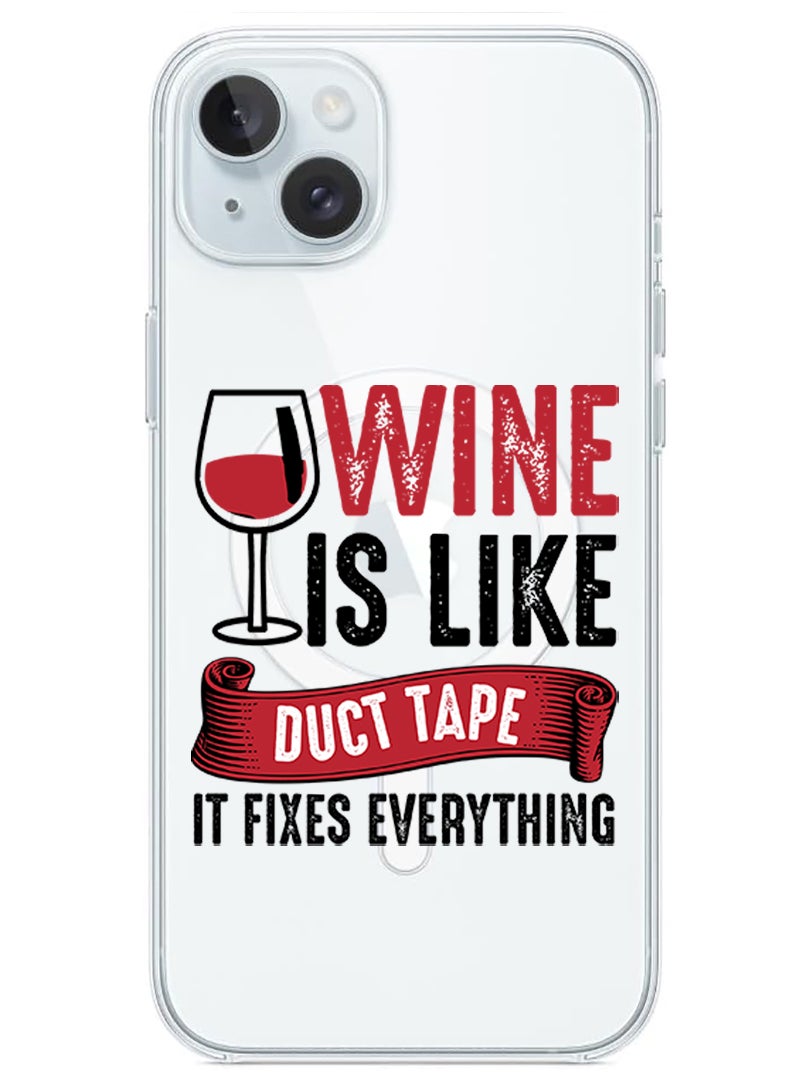 Theodor Magnetic Case for iPhone 15 Plus 6.7-inch Compatible with MagSafe Wireless Charging, Shockproof Phone Bumper Cover Wine is like duct tape black copy - Image 1