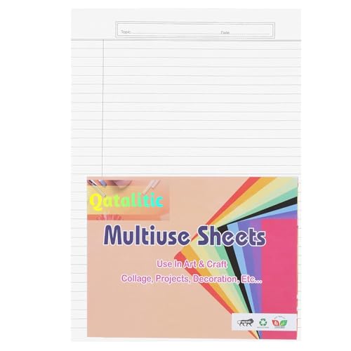 Qatalitic A4 Size Pack of 200 Both Side-Ruled Sheets, 2 Hole Punched Paper, For Project, Assignment, Practical, Homework - Image 4