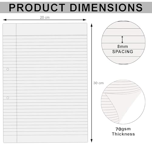 Qatalitic A4 Size Pack of 200 Both Side-Ruled Sheets, 2 Hole Punched Paper, For Project, Assignment, Practical, Homework - Image 2