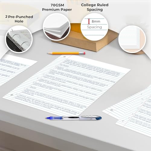 Qatalitic A4 Size Pack of 200 Both Side-Ruled Sheets, 2 Hole Punched Paper, For Project, Assignment, Practical, Homework - Image 3