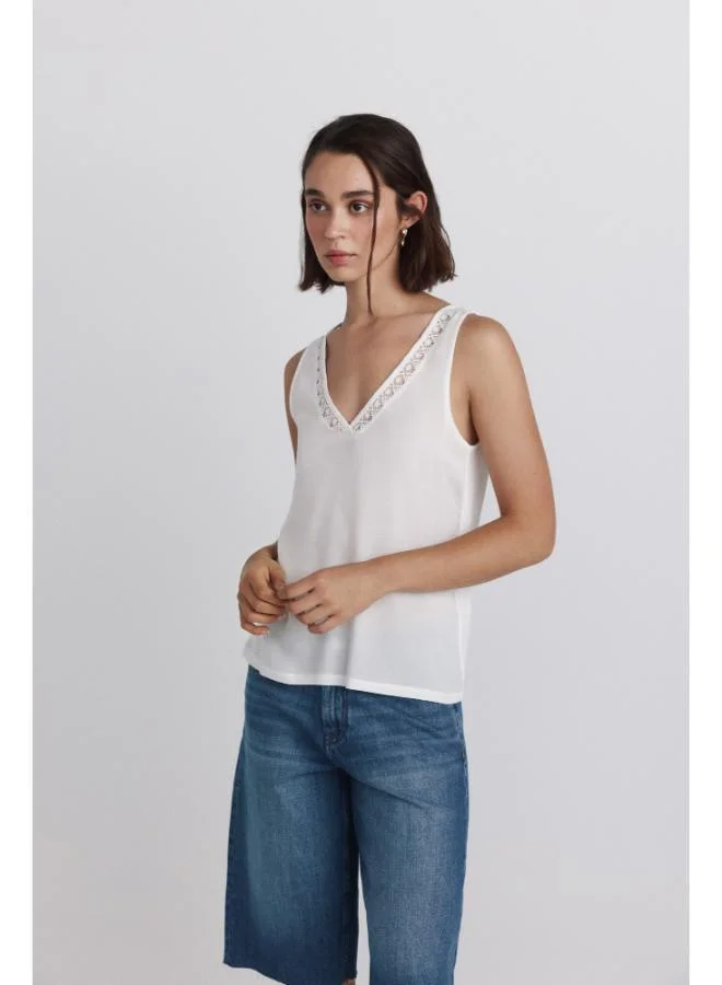 Springfield Embroidered neckline vest top
