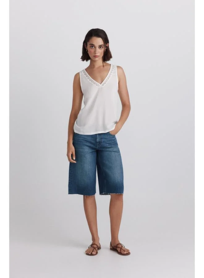 Springfield Embroidered neckline vest top