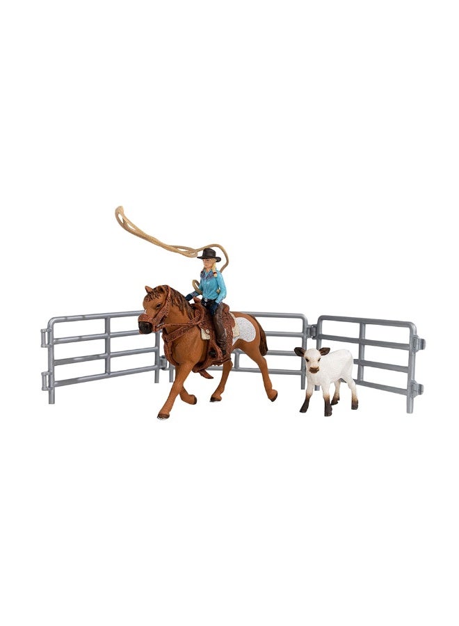 Schleich Farm World Cowgirl Team Roping Fun Figure With Accessories  - Image 3