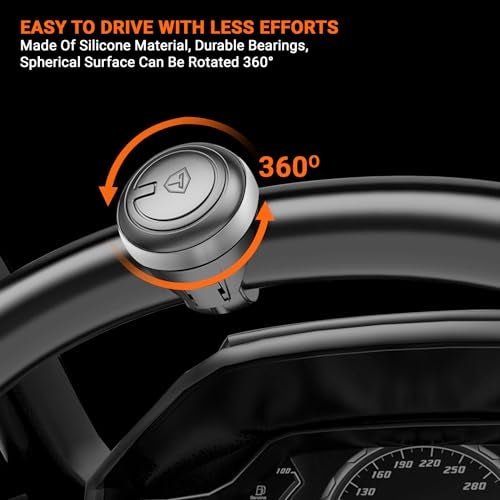 Tukzer Universal Car Steering Wheel Spinner Knob for All Vehicles Driving/Turning Helper | 360° Smooth Rotation Booster Handle Control| High-Strength Metal Ball Bearing, Anti-Slip Silicone Surface - Image 5