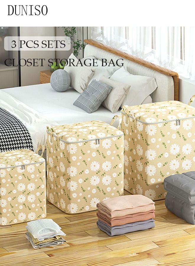 DUNISO 3pcs Wardrobe Clothes Organizer Foldable Closet Storage Organizer for Clothes Jeans Washable Closet Storage Boxes with Carrying Handles Cube Storage Bin for Home Bedroom Office - Image 1