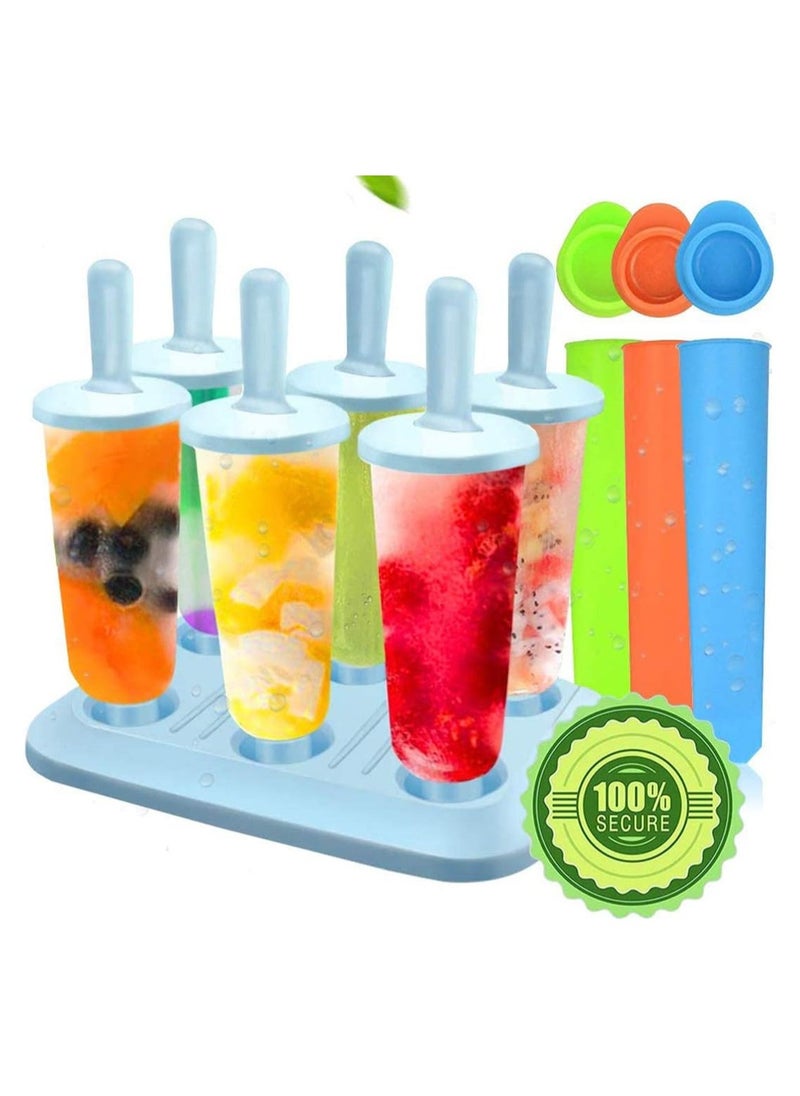 Bukela - Ice Lolly Makers, Ice Lolly Moulds, Ice Cream Reusable Silicone DIY Popsicle Moulds for Kids, Toddlers and Adults, with Non-Spill Lid Cleaning Brush - Image 1