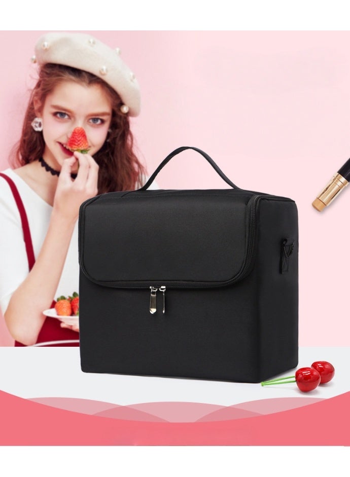 حقيبة مستحضرات تجميل للسفر مقاومة للماء بأربعة صواني قابلة للطي - منظم متعدد الوظائف خفيف الوزن مع فواصل لمستحضرات التجميل والفرش وأدوات النظافة (28*20*26 سم) - Image 5