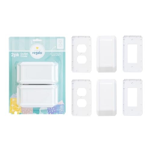 Regalo Home Safety White Outlet Cover Box, Award-Winning Brand, Child Safety, Includes Cover for Outlet or Light Switch, White - Image 1