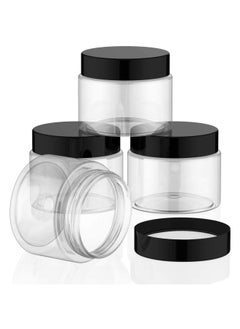 Patelai 4Pieces Round Clear Wide Mouth Leak Proof Plastic Container Jars With Lids For Travel Storage Makeup Beauty Products Face Creams Oils Salves Ointments Diy Slime Making Or Others 2 Oz Black  - Image 1