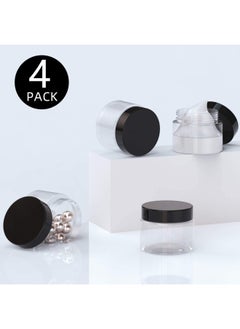 Patelai 4Pieces Round Clear Wide Mouth Leak Proof Plastic Container Jars With Lids For Travel Storage Makeup Beauty Products Face Creams Oils Salves Ointments Diy Slime Making Or Others 2 Oz Black  - Image 2