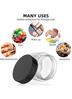 Patelai 4Pieces Round Clear Wide Mouth Leak Proof Plastic Container Jars With Lids For Travel Storage Makeup Beauty Products Face Creams Oils Salves Ointments Diy Slime Making Or Others 2 Oz Black  - Image 3