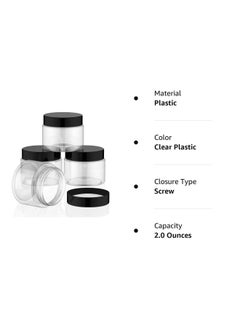 Patelai 4Pieces Round Clear Wide Mouth Leak Proof Plastic Container Jars With Lids For Travel Storage Makeup Beauty Products Face Creams Oils Salves Ointments Diy Slime Making Or Others 2 Oz Black  - Image 5