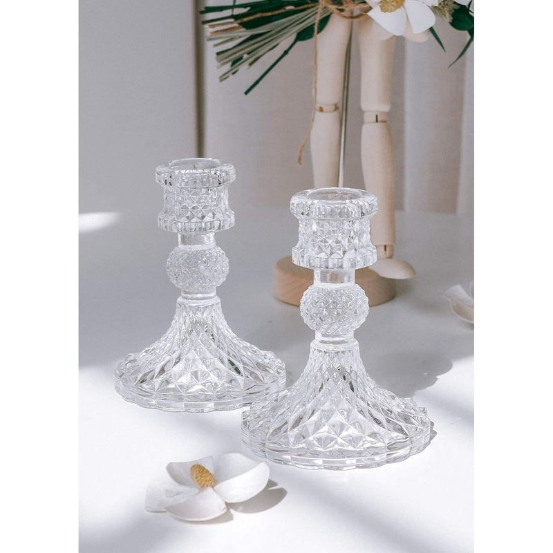4pcs Clear Glass Taper Candle Holder Stand Crystal Centerpiece for Wedding Party Table Decor - Image 2