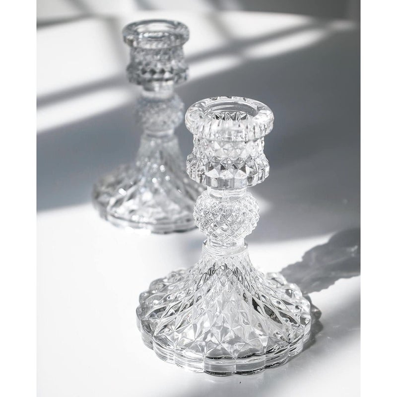 4pcs Clear Glass Taper Candle Holder Stand Crystal Centerpiece for Wedding Party Table Decor - Image 1
