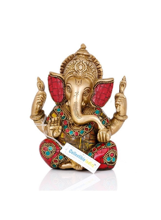 Collectible India 5.5" Lord Ganesha Brass Idol Statue for Pooja Home Décor Gifts, God Ganesh Sculpture Diwali Decoration Items. - Image 1