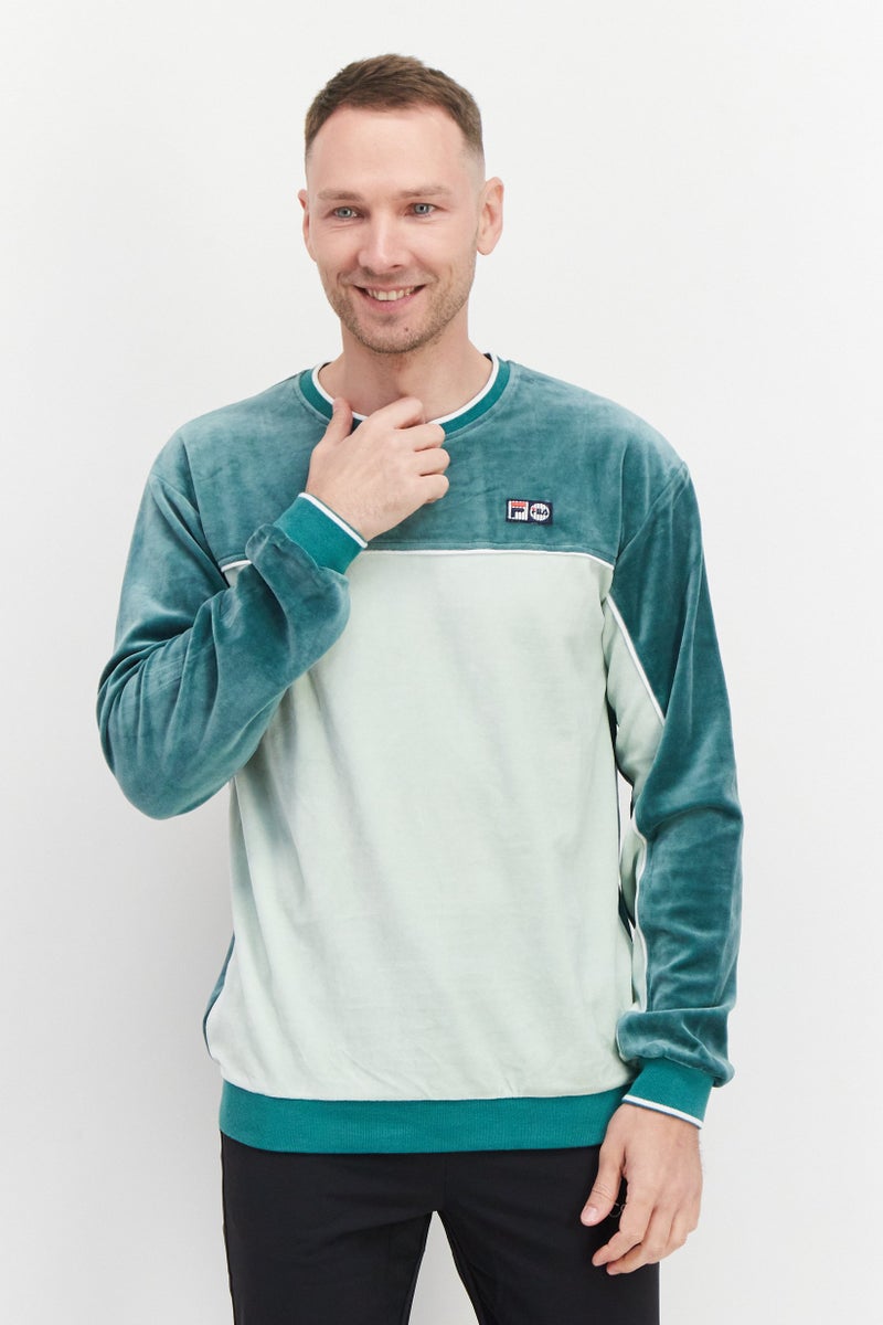 FILA سويت شيرتات رياضية للرجال بقلنسوة ماركة ، أخضر - Image 1